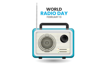 vector world radio day with realistic radio design concept illustration in flat style, isolated on white background