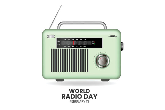 vector world radio day with realistic radio design concept illustration in flat style, isolated on white background