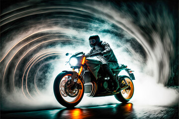 Motorbike Rider in Motion - Generative AI