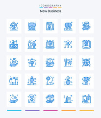 Creative New Business 25 Blue icon pack  Such As shop. business. bulb. business. light