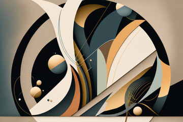 Generative AI illustration of muted color minimalist art deco inspired abstract background