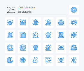 Eid Mubarak 25 Blue Color icon pack including help. mosque. muslim. decoration. muslim