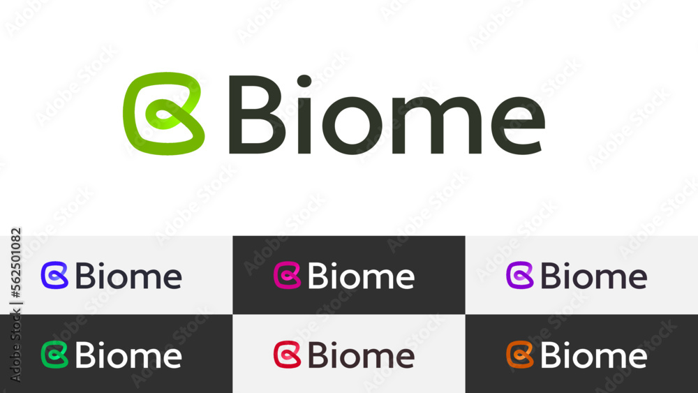 Fototapete Infinity Abstract Letter B Logo Minimal Linear Gradient Overlapping Loop with Editable Text and Easy to Customize Color Swatches Includes 7 Color Variations