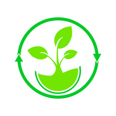 Recycling tree with leaf icon. Ecology green sign. Environmental, ecofriendly concept. Vector illustration