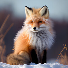 Fototapeta premium Little red fox, created with Generative AI technology.