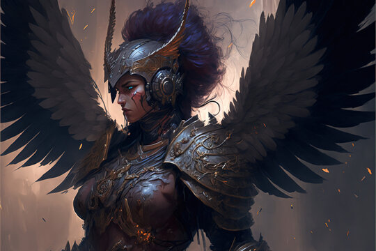 Valkyrie. Role-playing game illustration. Generative AI.