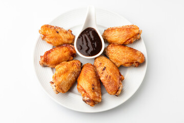 Barbecue wings on white background.