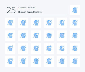 Human Brain Process 25 Blue Color icon pack including human. head. balance. feeling. mind