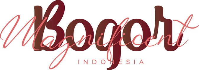 Bogor Magnificent Wonderfull Indonesia Lettering for greeting card, great design for any purposes. Typography poster templates