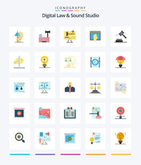 Creative Digital Law And Sound Studio 25 Flat icon pack Such As internet. content. law. access. digital