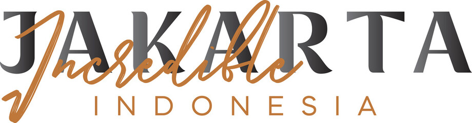 Jakarta Incredible Wonderfull Indonesia Lettering for greeting card, great design for any purposes. Typography poster templates