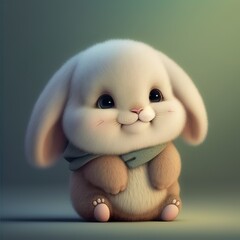 Cute Rabbit with Green Scarf created with Generative AI Tools
