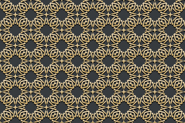 Luxurious original background with islamic, persian, indian ornament, arabesques, arabic geometric texture. Stained glass style.