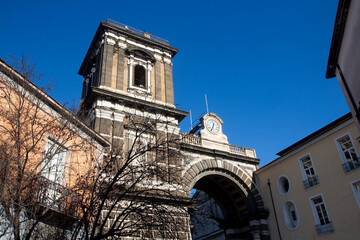 ancient monument gate with tower, called "arco dell'Annunziata" in Aversa