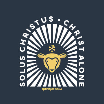 Christian illustration. Five Solas of the Reformation. Christ alone.