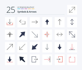 Symbols & Arrows 25 Flat Color icon pack including right. up. arrow. home. scale