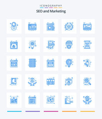 Creative Seo 25 Blue icon pack  Such As seo. monitor. business. internet. quality