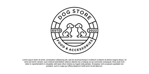 Dog store logo template with modern emblem style Premium Vektor