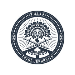 Fototapeta premium Christian vector illustration. John Calvin's Tulip. Total depravity.
