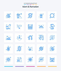 Creative Islam And Ramadan 25 Blue icon pack  Such As ribbon. halal. cloud. islam. ramadan