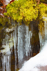 Ice formation on ledges of Bolton Notch in Connecticut.
