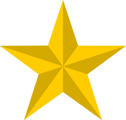 Single Isolated Shaded Golden Star with 3D Effect. Vector Image.