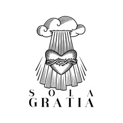 A hand-drawn Christian doodle illustration. The Five Solas of the Reformation. Grace alone.