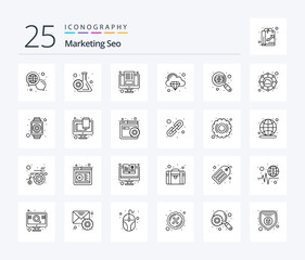 Fototapeta na wymiar Marketing Seo 25 Line icon pack including eye. quality. article. network. connect