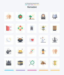 Creative Ramadan 25 Flat icon pack  Such As book. gulf. ramadan. character. arab
