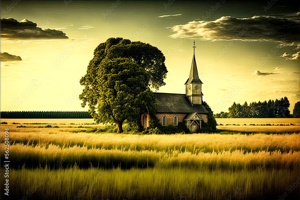 Aufkleber a tree in a field - generative ai