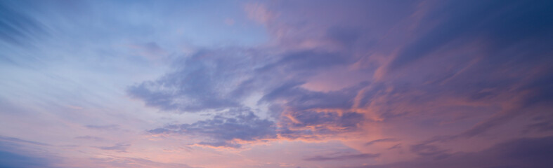 Soft color sky panorama at orange sunset