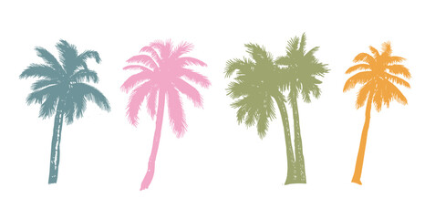 Fototapeta premium Hello Summer, Palm hand drawn illustrations, vector. 