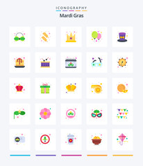Creative Mardi Gras 25 Flat icon pack  Such As holiday. festival. crown. celebration. balloons