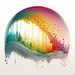 Abstract bubbly rainbow dome, Digital art