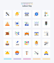 Fototapeta na wymiar Creative Labour Day 25 Flat icon pack Such As labor. communist. maintenance. labour. gear