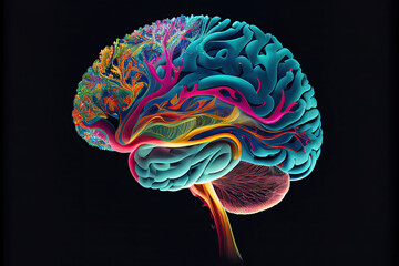 Neurodivergent brain, Generative AI - obrazy, fototapety, plakaty