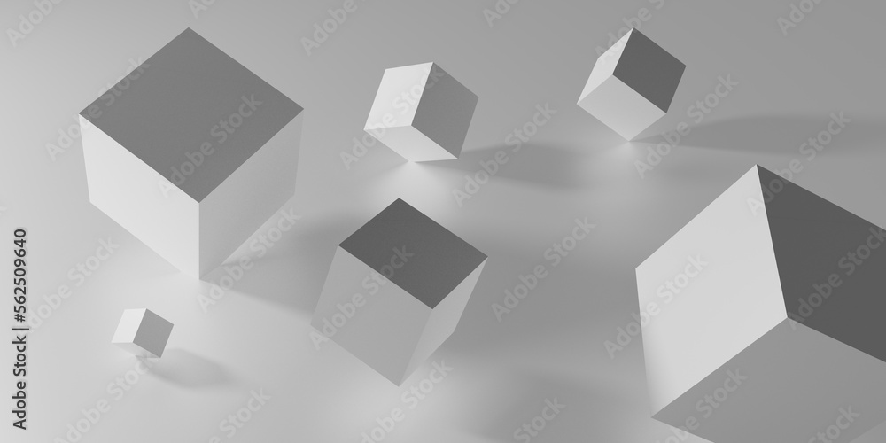 Poster abstract 3d render. white cubes. modern background design with geometric shapes.