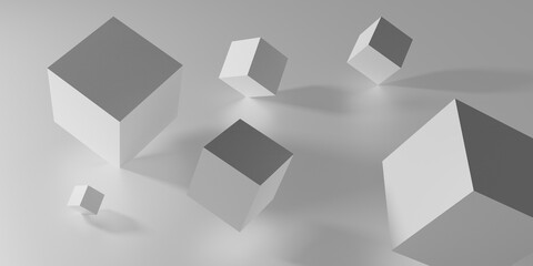 Abstract 3D render. White cubes. Modern background design with geometric shapes.