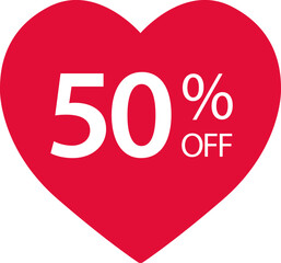 Sale label, Heart icon. Love sticker collection. 50 percents off. Valentines day sign. Happy Women`s Day 8 march. Vector illustration.