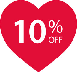 Sale label, Heart icon. Love sticker collection. 10 percents off. Valentines day sign. Happy Women`s Day 8 march. Vector illustration.