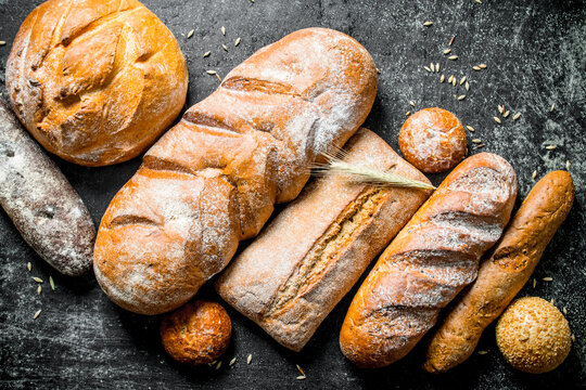 A variety of fresh baked bread.