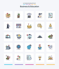 Creative Business And Education 25 Line FIlled icon pack  Such As idea. solution. profit. hack. card