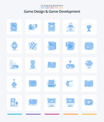 Creative Game Design And Game Development 25 Blue icon pack  Such As legend. game. publish. treasure. gold