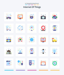 Creative Internet Of Things 25 Flat icon pack  Such As smart. wifi. lock. internet of things. image