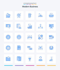 Creative Modern Business 25 Blue icon pack  Such As mobile. live chat. aim. chat. mission