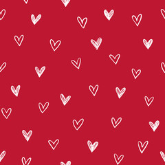 Hand drawn hearts background. Seamless pattern for Valentine's Day. Vector illustration.