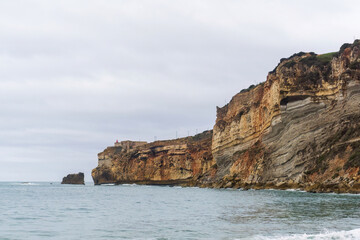 The cliff in Nazare, where the most famous lighthouse in the world is located