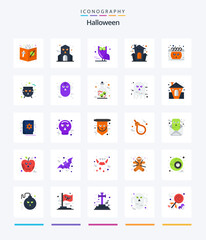 Creative Halloween 25 Flat icon pack  Such As date. house holiday. bird. halloween. castle