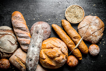 The range of different types of fragrant bread.