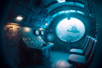 Submarine interior. Generative AI